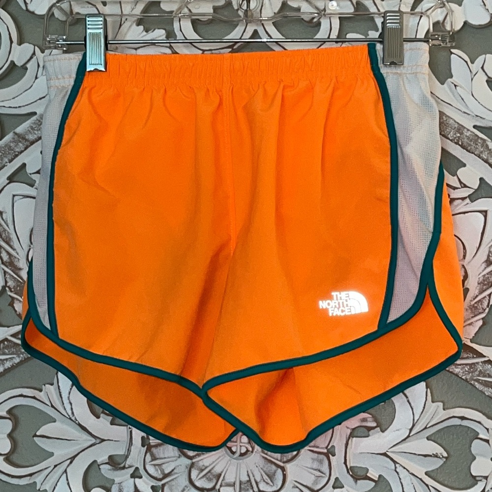 The North Face Womens Running Shorts Orange Flash Dry Pull-On Drawstring sz S